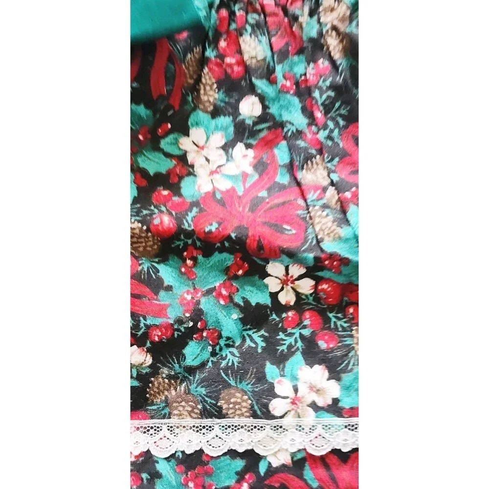 Vintage 80s Bonnie Jane Baby Girl  Ruffled Christmas Lace Collared Dress 12 Mo